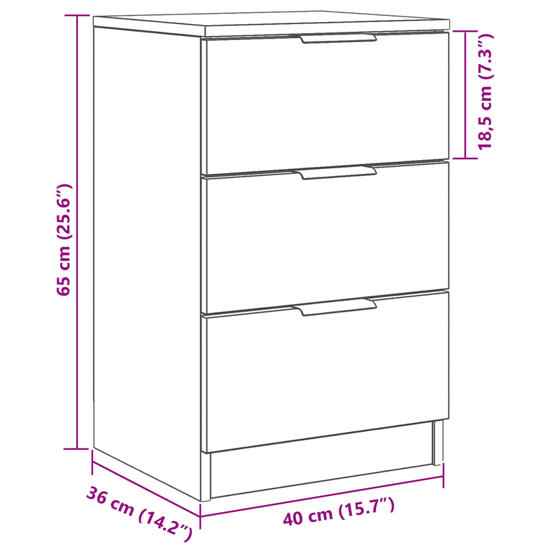 Casa si Gradina - Mobilier - Comode si corpuri - Noptiere - Noptieras 2 piese Stejar Negru 40x65x65 cm Fabricat din Lemn Prelucrat - Infinity.ro