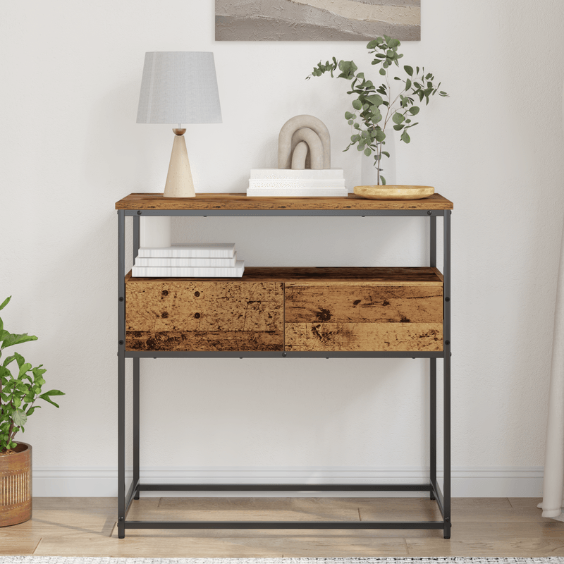 Casa si Gradina - Mobilier - Comode si corpuri - Console - Masuta consola, lemn vechi, 75x40x75 cm, lemn prelucrat si otel - Infinity.ro