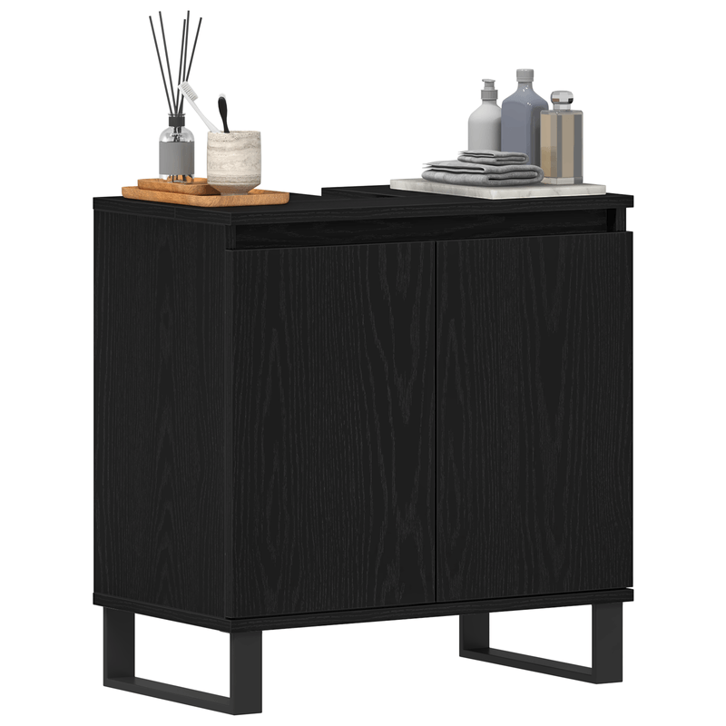 Casa si Gradina - Mobilier - Mobilier baie - Comode baie - Dulap chiuveta de baie, stejar negru 58x33x60 cm lemn prelucrat - Infinity.ro