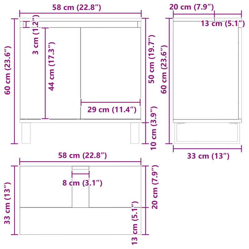 Casa si Gradina - Mobilier - Mobilier baie - Comode baie - Dulap chiuveta de baie, stejar negru 58x33x60 cm lemn prelucrat - Infinity.ro