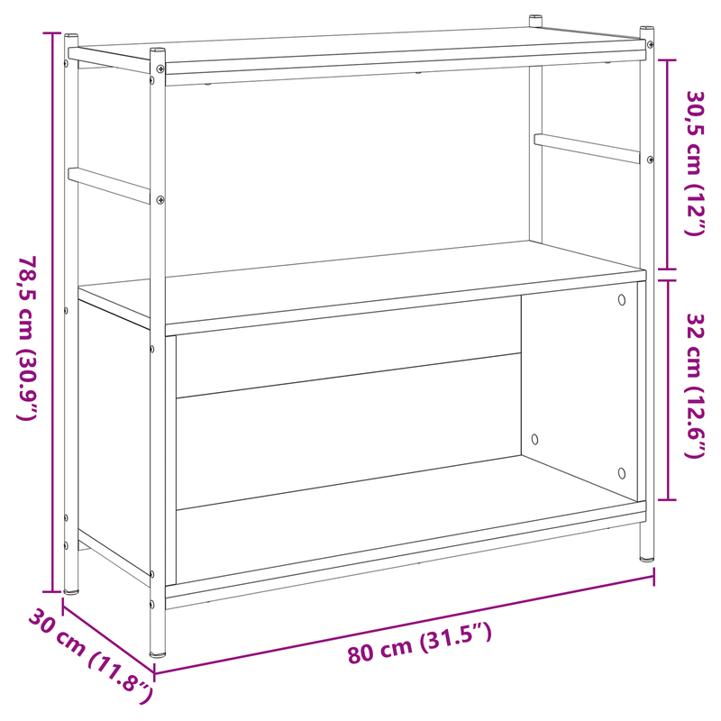 Casa si Gradina - Mobilier - Biblioteci si rafturi - Biblioteci - Biblioteca, stejar artizanal, 80x30x78,5 cm, lemn prelucrat - Infinity.ro