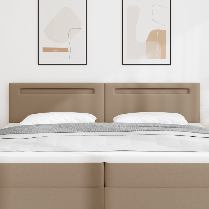 Casa si Gradina - Mobilier - Paturi si accesorii - Accesorii paturi - Tablie de pat design simplu cappuccino 200 cm piele ecologica - Infinity.ro