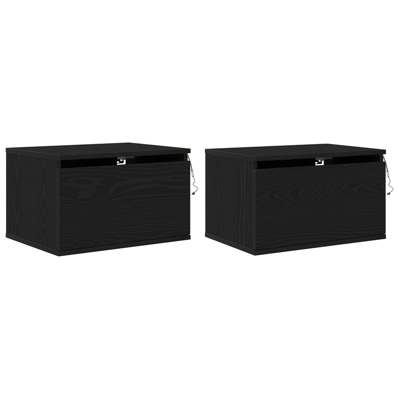 Casa si Gradina - Mobilier - Comode si corpuri - Noptiere - Noptiere cu LED-uri, de perete, 2 buc., stejar negru - Infinity.ro