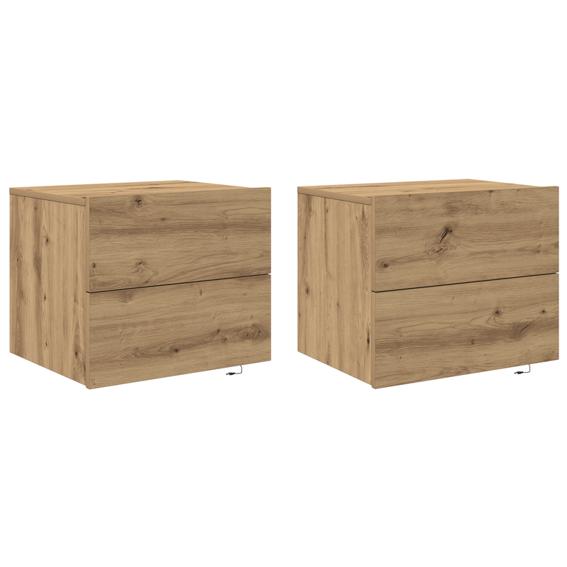 Casa si Gradina - Mobilier - Comode si corpuri - Noptiere - Noptiere cu LED-uri, de perete, 2 buc., stejar artizanal - Infinity.ro