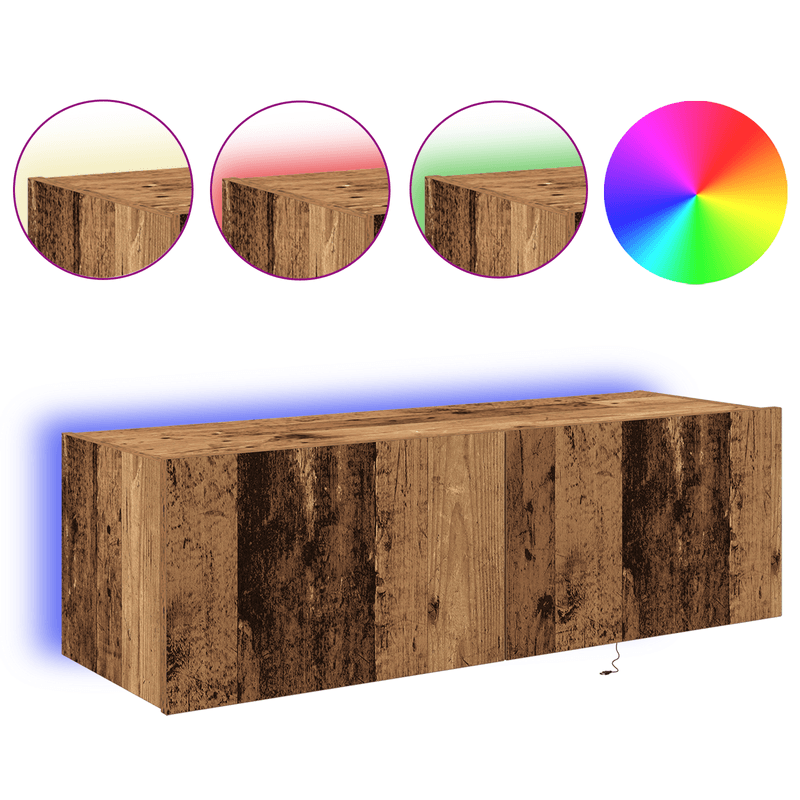 Casa si Gradina - Mobilier - Comode si corpuri - Comode - Dulap de perete cu LED-uri, lemn vechi, 100x35x31 cm - Infinity.ro