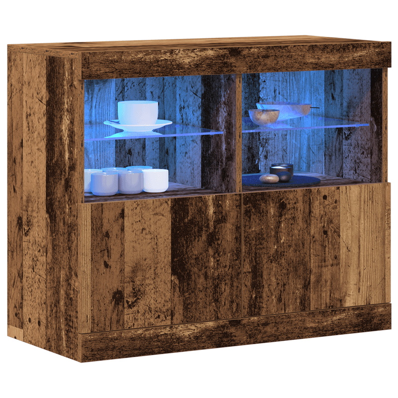Casa si Gradina - Mobilier - Comode si corpuri - Comode - Dulap cu lumini LED, lemn vechi, 81x37x67 cm - Infinity.ro