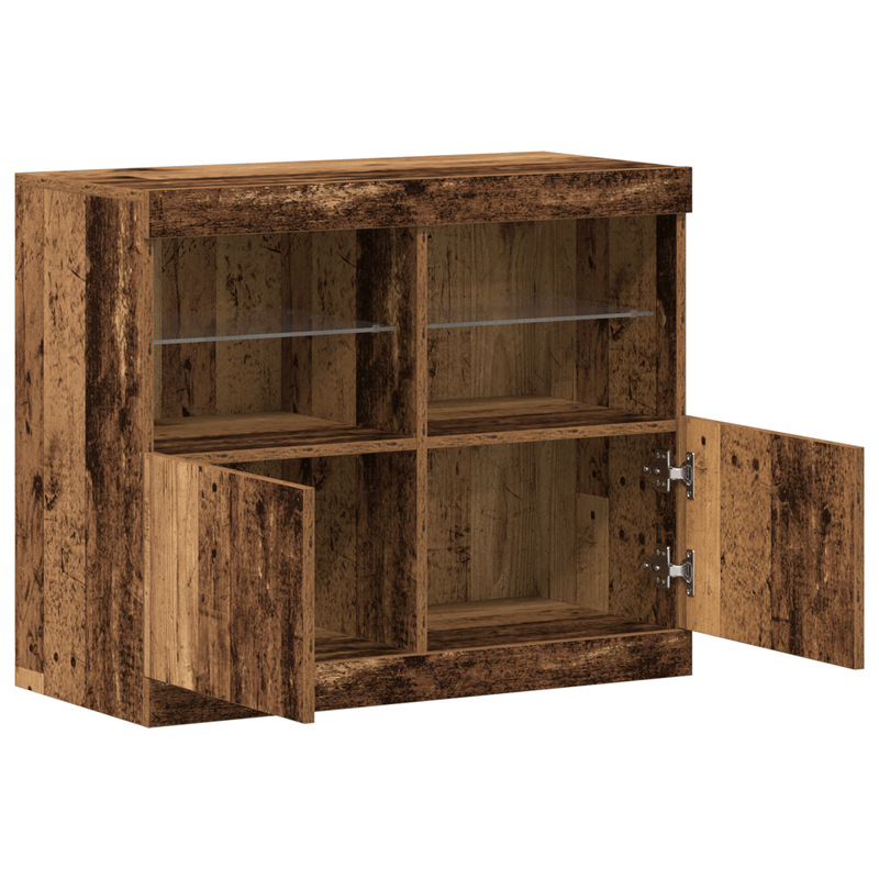 Casa si Gradina - Mobilier - Comode si corpuri - Comode - Dulap cu lumini LED, lemn vechi, 81x37x67 cm - Infinity.ro