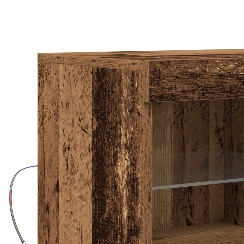 Casa si Gradina - Mobilier - Comode si corpuri - Comode - Dulap cu lumini LED, lemn vechi, 81x37x67 cm - Infinity.ro