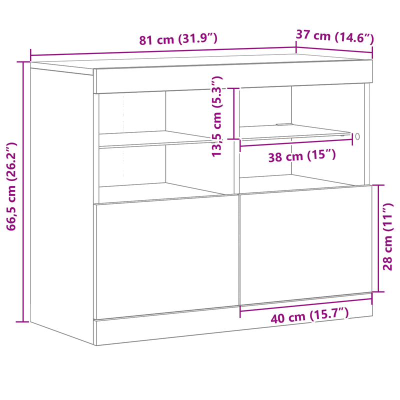 Casa si Gradina - Mobilier - Comode si corpuri - Comode - Dulap cu lumini LED, lemn vechi, 81x37x67 cm - Infinity.ro