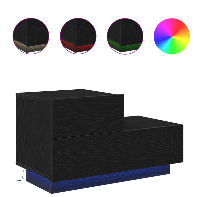 Casa si Gradina - Mobilier - Comode si corpuri - Noptiere - Noptiera cu LED-uri, stejar negru, 100x36x49 cm - Infinity.ro