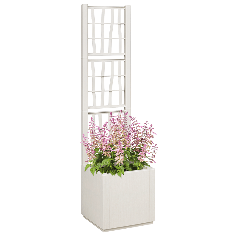 Casa si Gradina - Gradinarit si plante - Plante si ghivece - Ghivece si suporturi - Jardiniera de gradina cu spalier, alb, 36x36x140 cm, PP - Infinity.ro