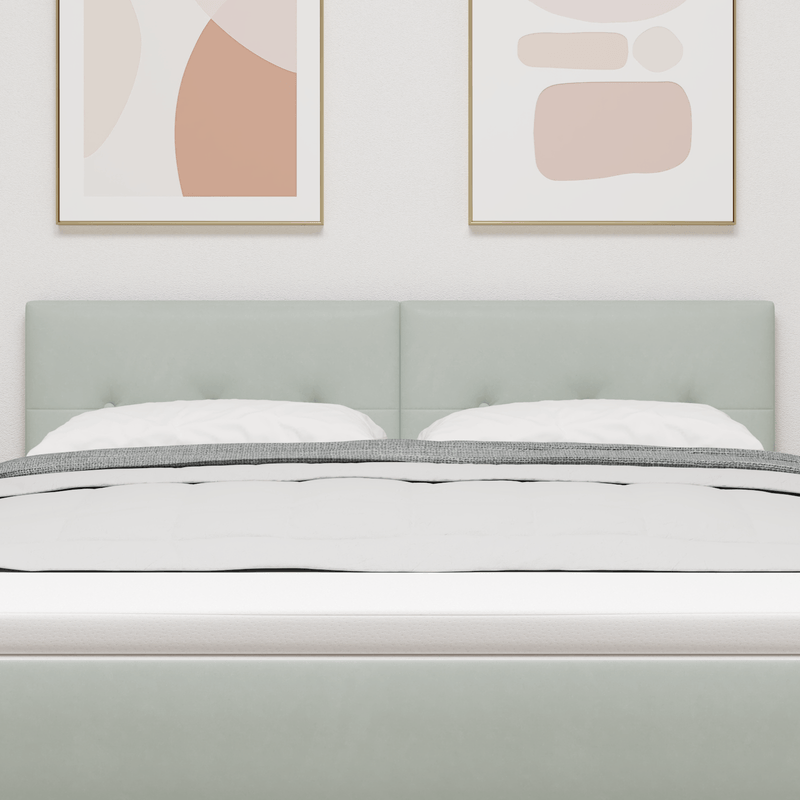 Casa si Gradina - Mobilier - Paturi si accesorii - Accesorii paturi - Tablie de pat cu nasturi gri deschis 140 cm catifea - Infinity.ro