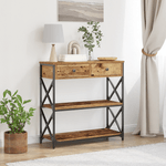 Casa si Gradina - Mobilier - Comode si corpuri - Console - Masa consola, lemn vechi, 75x28x75 cm, lemn prelucrat si otel - Infinity.ro