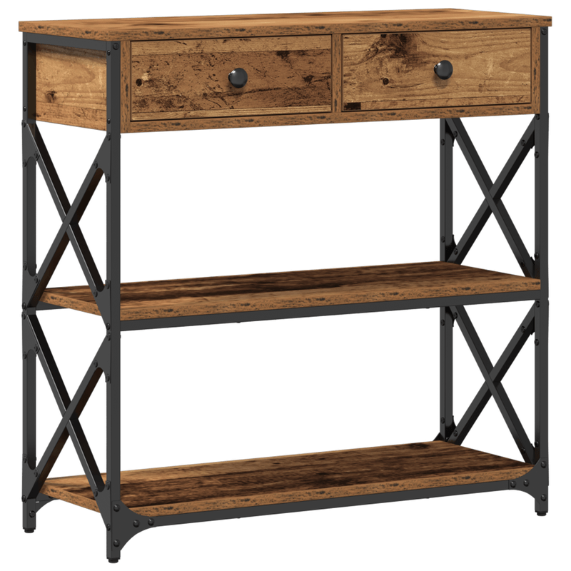 Casa si Gradina - Mobilier - Comode si corpuri - Console - Masa consola, lemn vechi, 75x28x75 cm, lemn prelucrat si otel - Infinity.ro