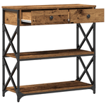 Casa si Gradina - Mobilier - Comode si corpuri - Console - Masa consola, lemn vechi, 75x28x75 cm, lemn prelucrat si otel - Infinity.ro