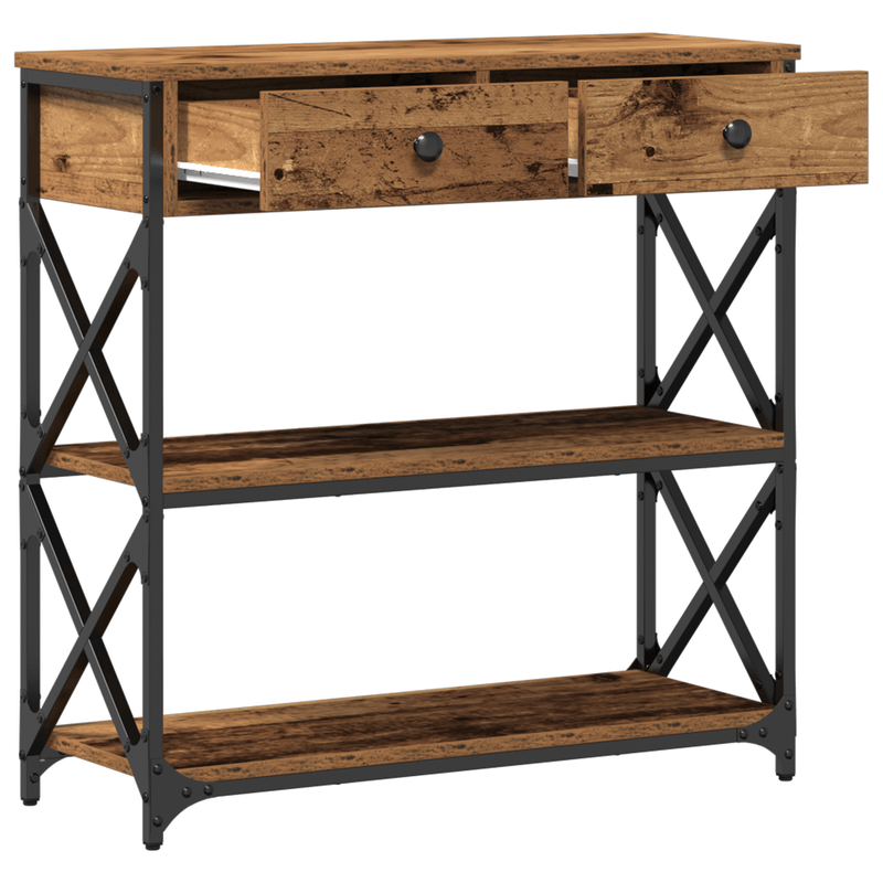 Casa si Gradina - Mobilier - Comode si corpuri - Console - Masa consola, lemn vechi, 75x28x75 cm, lemn prelucrat si otel - Infinity.ro