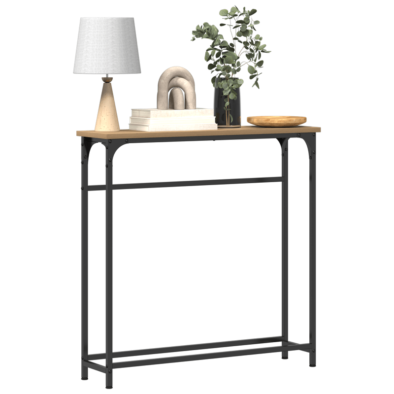 Casa si Gradina - Mobilier - Comode si corpuri - Console - Masa consola, stejar artizanal, 75x19,5x75 cm, lemn si otel - Infinity.ro