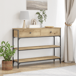 Casa si Gradina - Mobilier - Comode si corpuri - Console - Masa consola, stejar artizanal, 100x25x75 cm, lemn si otel - Infinity.ro