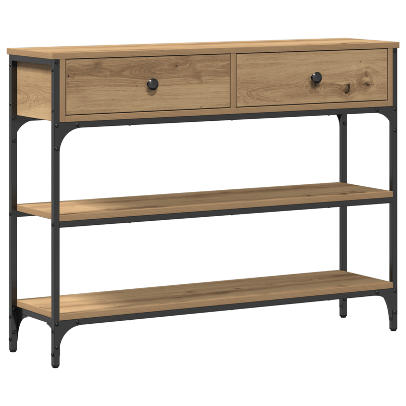 Casa si Gradina - Mobilier - Comode si corpuri - Console - Masa consola, stejar artizanal, 100x25x75 cm, lemn si otel - Infinity.ro