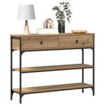 Casa si Gradina - Mobilier - Comode si corpuri - Console - Masa consola, stejar artizanal, 100x25x75 cm, lemn si otel - Infinity.ro