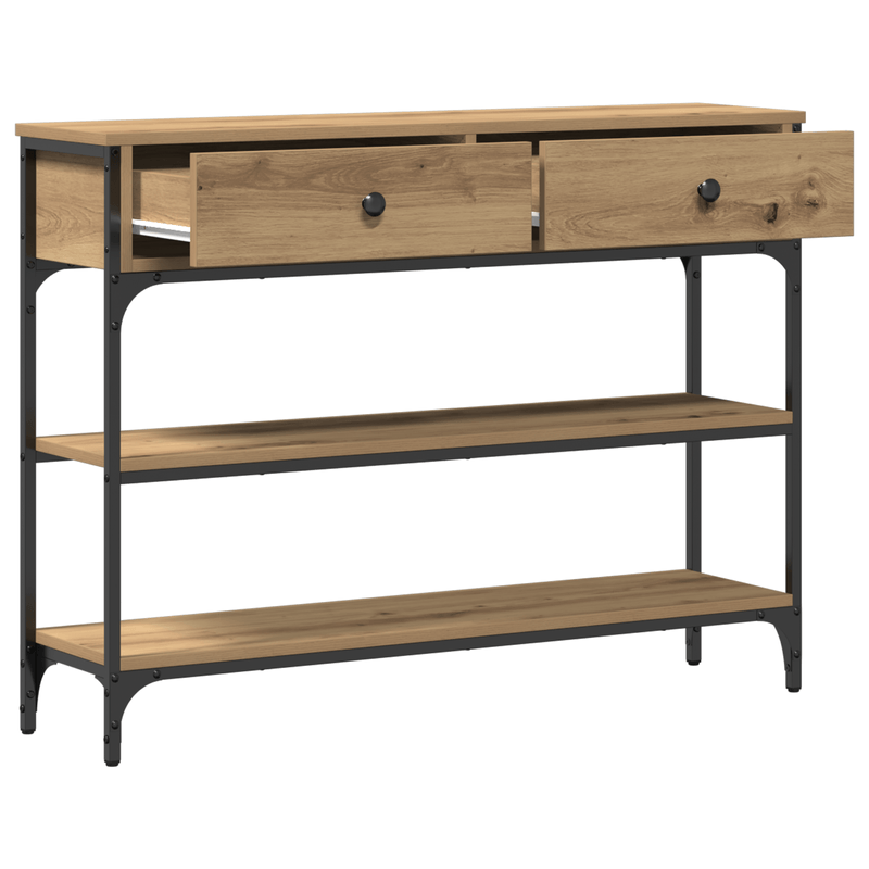 Casa si Gradina - Mobilier - Comode si corpuri - Console - Masa consola, stejar artizanal, 100x25x75 cm, lemn si otel - Infinity.ro