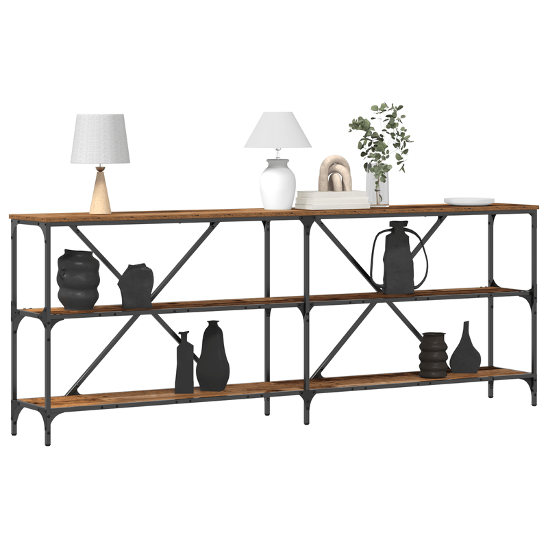 Casa si Gradina - Mobilier - Comode si corpuri - Console - Masa consola, lemn vechi, 200x30x75 cm, lemn prelucrat si otel - Infinity.ro