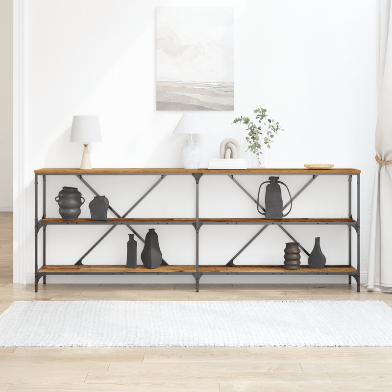 Casa si Gradina - Mobilier - Comode si corpuri - Console - Masa consola, lemn vechi, 200x30x75 cm, lemn prelucrat si otel - Infinity.ro