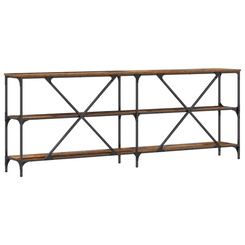 Casa si Gradina - Mobilier - Comode si corpuri - Console - Masa consola, lemn vechi, 200x30x75 cm, lemn prelucrat si otel - Infinity.ro