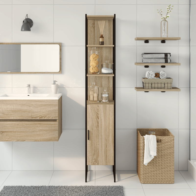 Casa si Gradina - Mobilier - Mobilier baie - Corpuri baie - Dulap de baie, stejar sonoma, 33x33x185,5 cm, lemn prelucrat - Infinity.ro