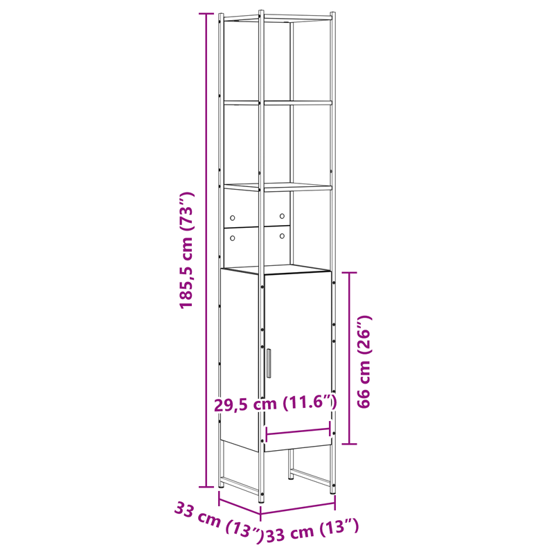 Casa si Gradina - Mobilier - Mobilier baie - Corpuri baie - Dulap de baie, stejar sonoma, 33x33x185,5 cm, lemn prelucrat - Infinity.ro