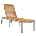 Casa si Gradina - Gradina si terasa - Mobilier exterior - Scaune si sezlonguri gradina - Sezlong cu roti 207x58x35 cm Lemn masiv de acacia si otel inoxidabil - Infinity.ro