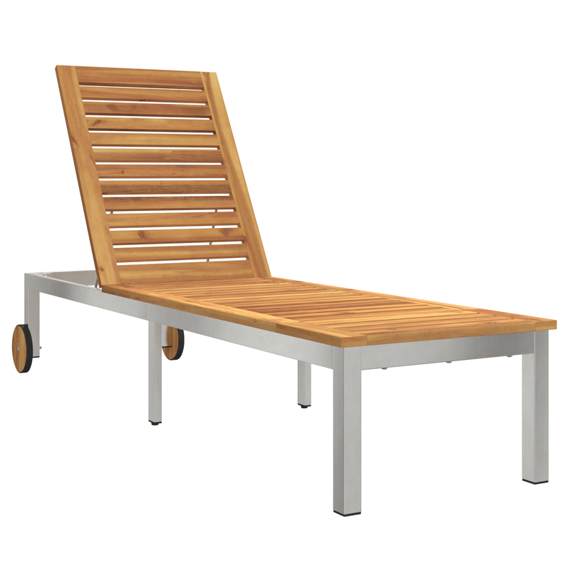 Casa si Gradina - Gradina si terasa - Mobilier exterior - Scaune si sezlonguri gradina - Sezlong cu roti 207x58x35 cm Lemn masiv de acacia si otel inoxidabil - Infinity.ro