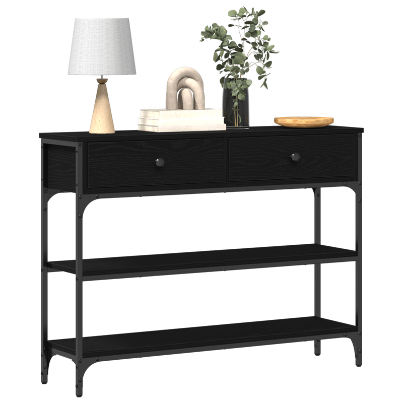Casa si Gradina - Mobilier - Comode si corpuri - Console - Masa consola, stejar negru, 100x25x75 cm, lemn prelucrat & otel - Infinity.ro