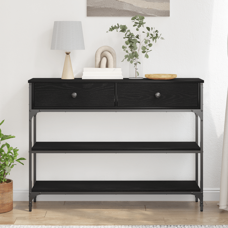 Casa si Gradina - Mobilier - Comode si corpuri - Console - Masa consola, stejar negru, 100x25x75 cm, lemn prelucrat & otel - Infinity.ro