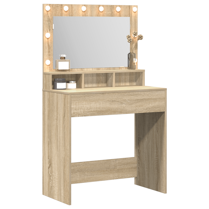 Casa si Gradina - Mobilier - Comode si corpuri - Masute de toaleta - Masa de toaleta cu lumini LED, stejar sonoma, 79x41x135 cm - Infinity.ro