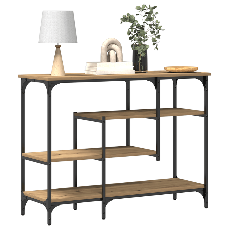 Casa si Gradina - Mobilier - Comode si corpuri - Console - Masa consola, stejar artizanal, 100x35x75 cm, lemn si otel - Infinity.ro