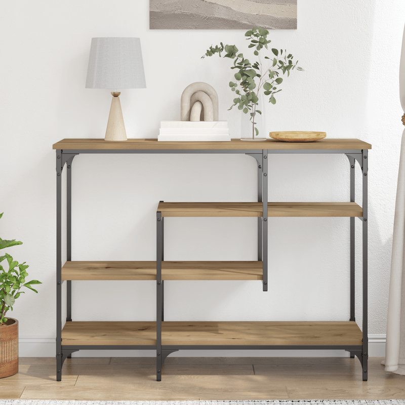 Casa si Gradina - Mobilier - Comode si corpuri - Console - Masa consola, stejar artizanal, 100x35x75 cm, lemn si otel - Infinity.ro
