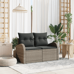 Casa si Gradina - Gradina si terasa - Mobilier exterior - Canapele si fotolii gradina - Canapea de gradina 2 persoane, cu perne, gri, poliratan - Infinity.ro