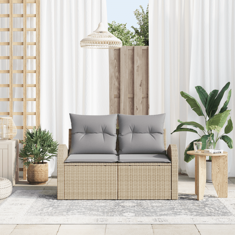 Casa si Gradina - Gradina si terasa - Mobilier exterior - Canapele si fotolii gradina - Canapea de gradina 2 persoane, cu perne, bej, poliratan - Infinity.ro
