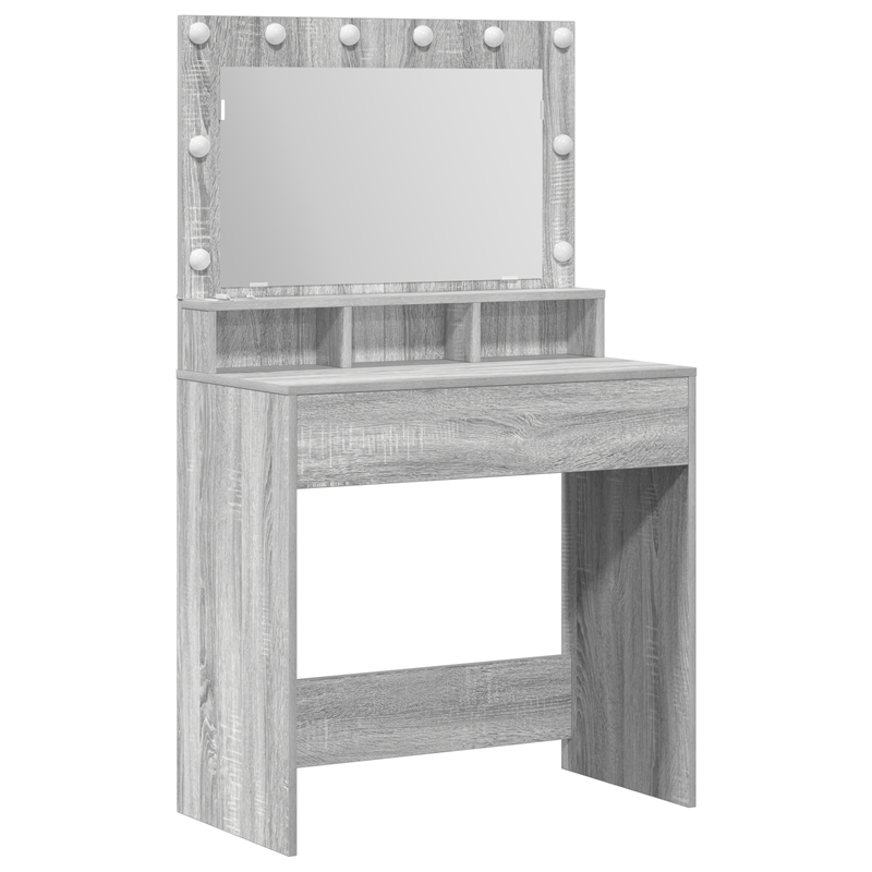 Casa si Gradina - Mobilier - Comode si corpuri - Masute de toaleta - Masa de toaleta cu lumini LED, gri sonoma, 79x41x135 cm - Infinity.ro