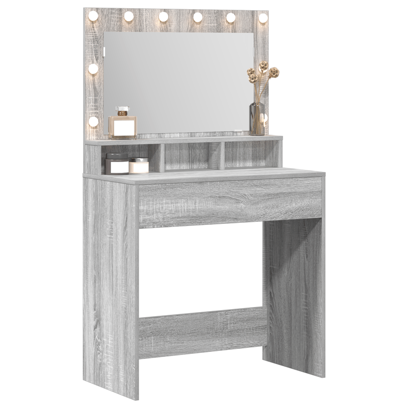 Casa si Gradina - Mobilier - Comode si corpuri - Masute de toaleta - Masa de toaleta cu lumini LED, gri sonoma, 79x41x135 cm - Infinity.ro