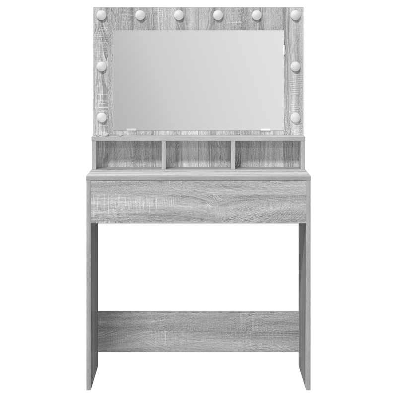 Casa si Gradina - Mobilier - Comode si corpuri - Masute de toaleta - Masa de toaleta cu lumini LED, gri sonoma, 79x41x135 cm - Infinity.ro