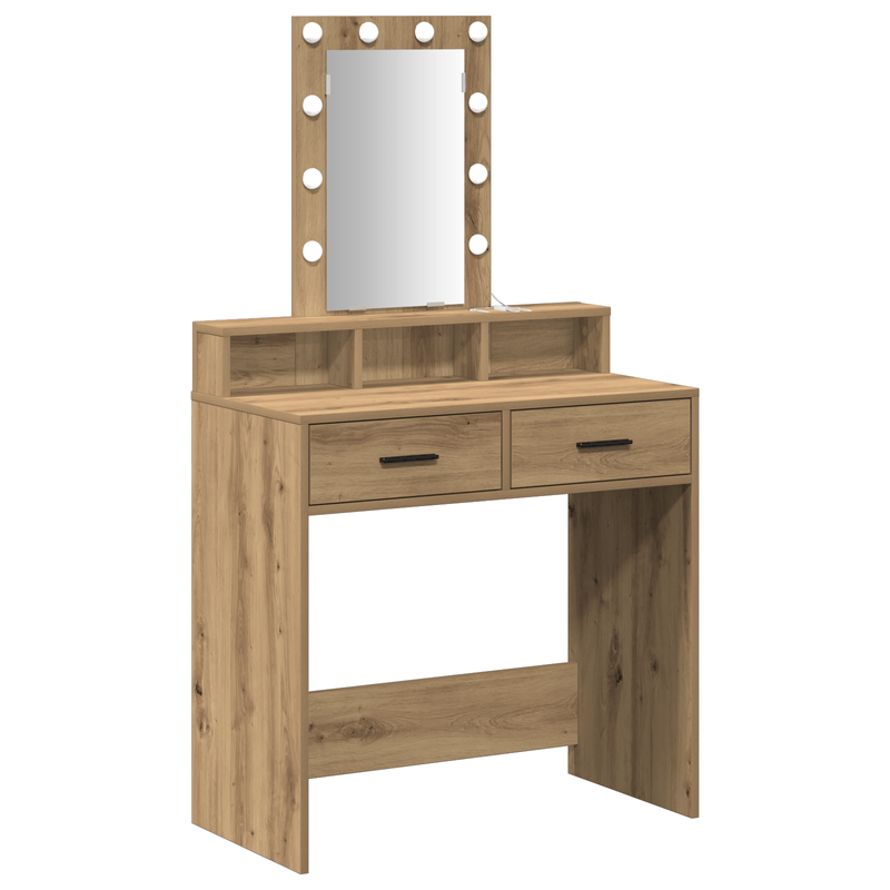 Casa si Gradina - Mobilier - Comode si corpuri - Masute de toaleta - Masa de toaleta cu LED, stejar artizanal, 79x41x140 cm - Infinity.ro
