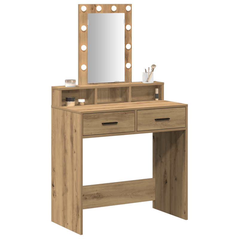 Casa si Gradina - Mobilier - Comode si corpuri - Masute de toaleta - Masa de toaleta cu LED, stejar artizanal, 79x41x140 cm - Infinity.ro