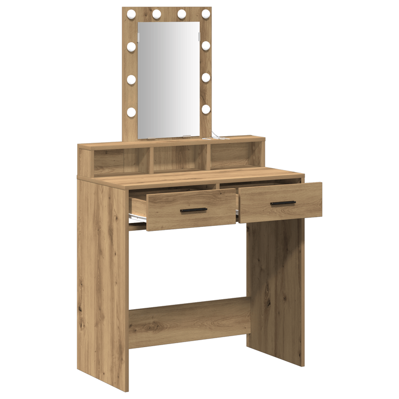 Casa si Gradina - Mobilier - Comode si corpuri - Masute de toaleta - Masa de toaleta cu LED, stejar artizanal, 79x41x140 cm - Infinity.ro