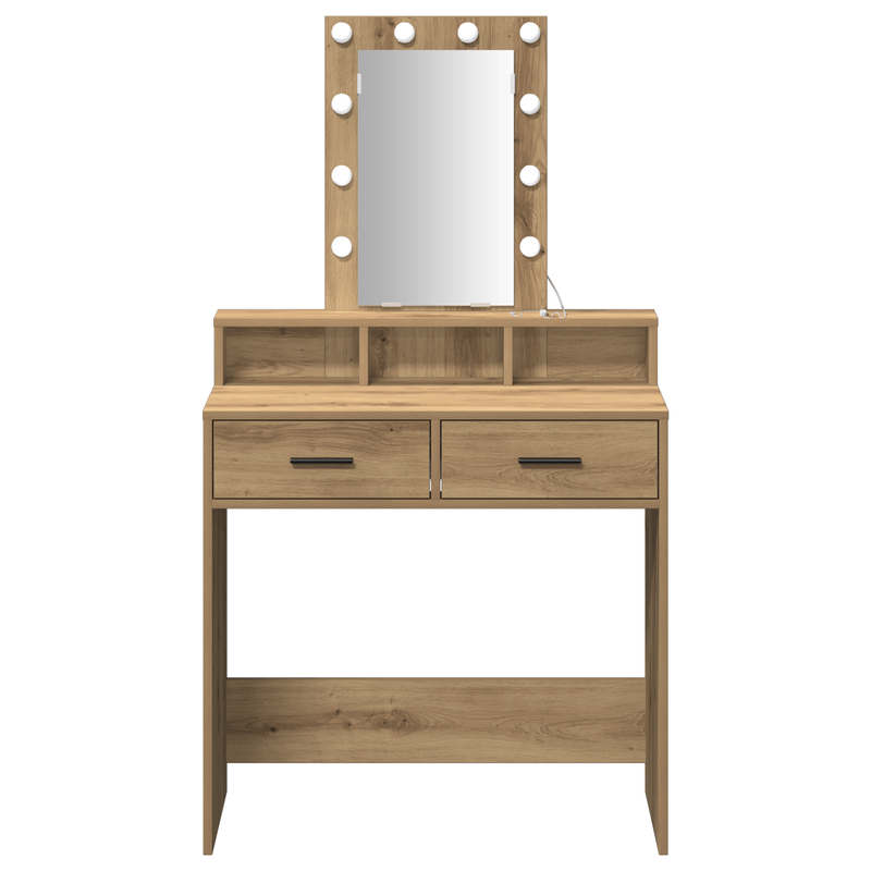 Casa si Gradina - Mobilier - Comode si corpuri - Masute de toaleta - Masa de toaleta cu LED, stejar artizanal, 79x41x140 cm - Infinity.ro