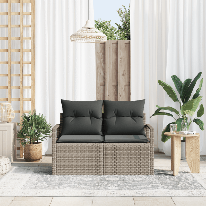 Casa si Gradina - Gradina si terasa - Mobilier exterior - Canapele si fotolii gradina - Canapea de gradina 2 persoane, cu perne, gri, poliratan - Infinity.ro