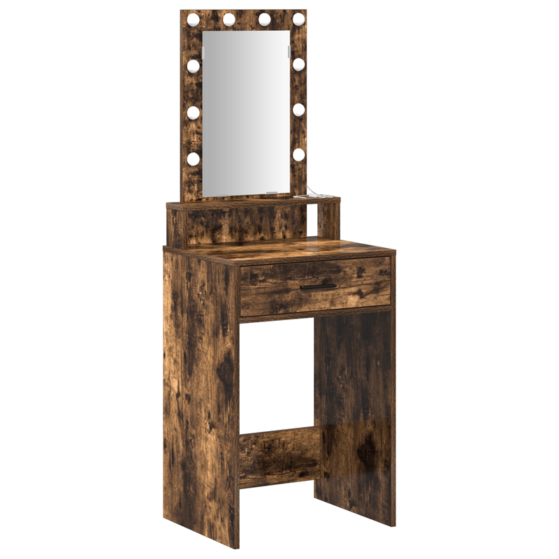 Casa si Gradina - Mobilier - Comode si corpuri - Masute de toaleta - masa de toaleta  cu lumini LED stejar afumat 50x41x140 cm - Infinity.ro