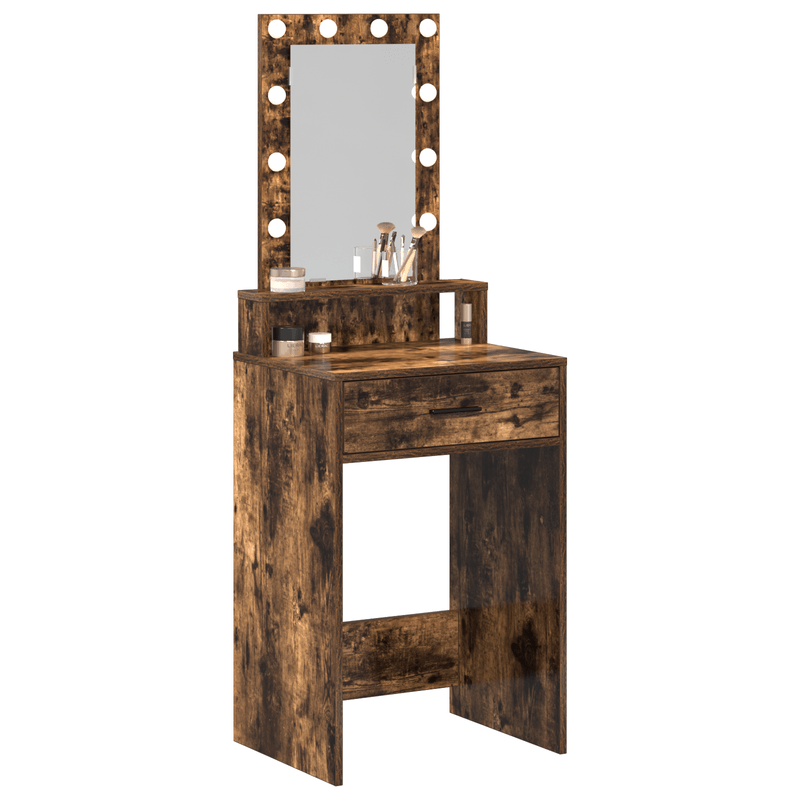 Casa si Gradina - Mobilier - Comode si corpuri - Masute de toaleta - masa de toaleta  cu lumini LED stejar afumat 50x41x140 cm - Infinity.ro