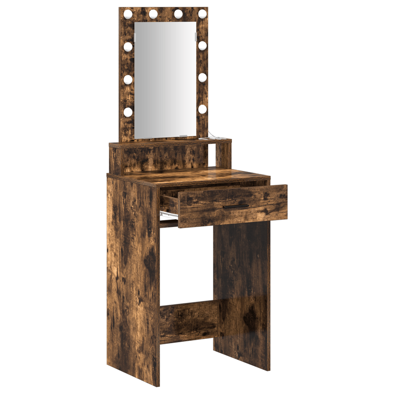 Casa si Gradina - Mobilier - Comode si corpuri - Masute de toaleta - masa de toaleta  cu lumini LED stejar afumat 50x41x140 cm - Infinity.ro